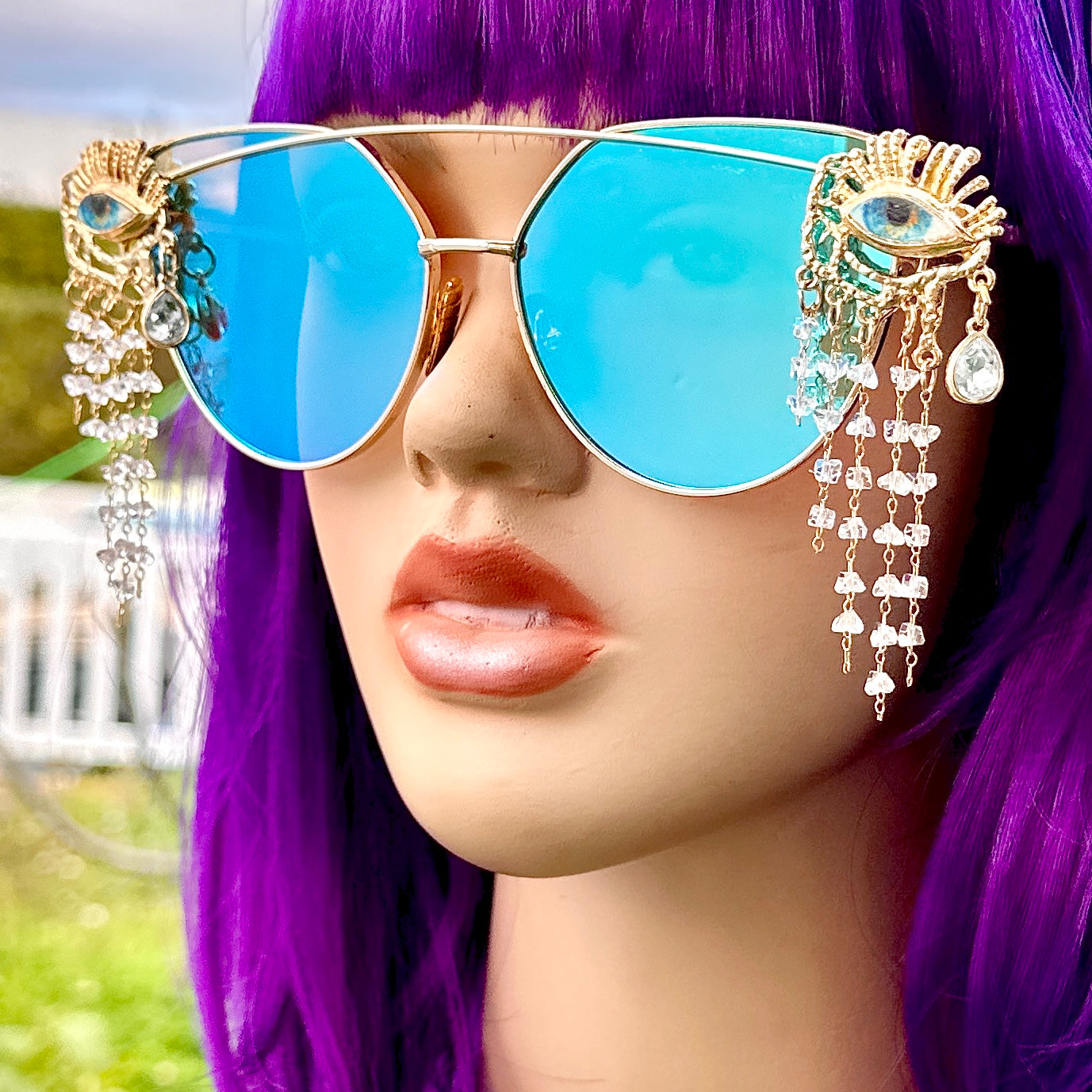 evil eye goggles Blue Evil Eye Sunglasses