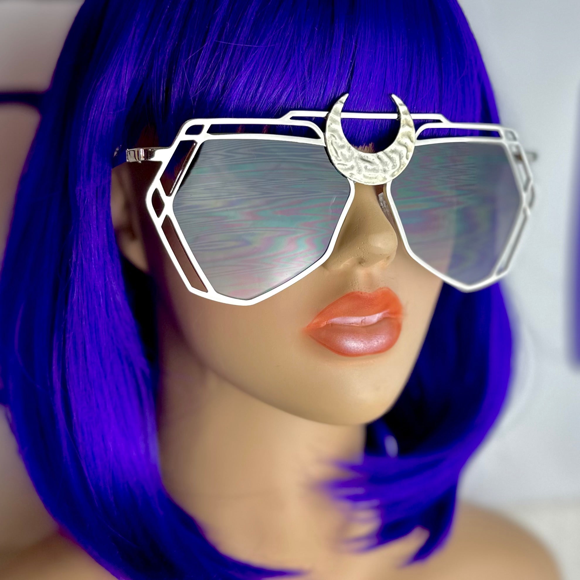 トップス maimia Manon Cardi FLASH - PURPLE RAIN Crescent Moon Sunglasses – Rave Fashion Goddess