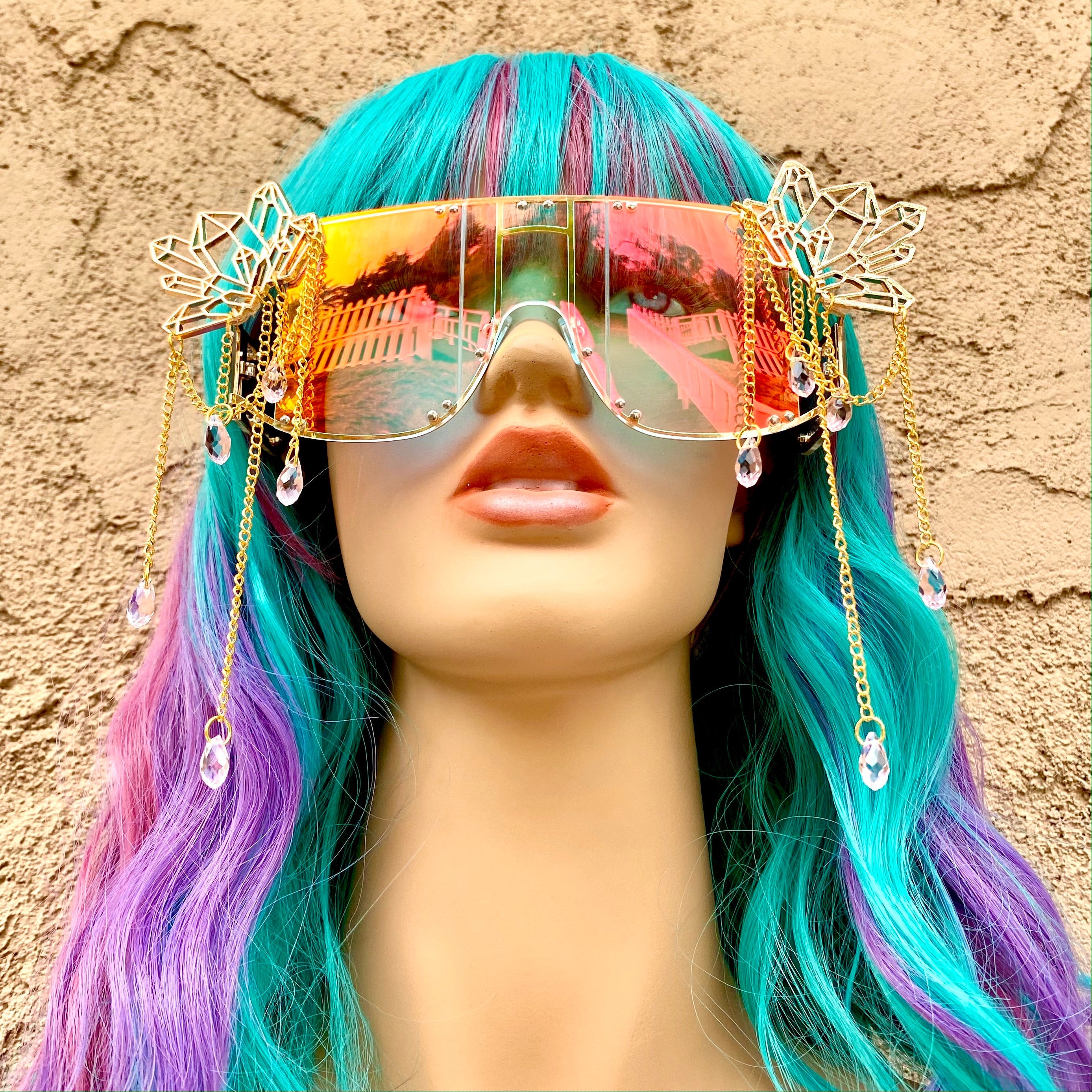 Rhinestone crystal cateye sunglasses festival goth rave club retro pinup sexy HOLLYWOOD Fashion Cat Eye Sunglasses / Shades / Sunnies w  main image 2
