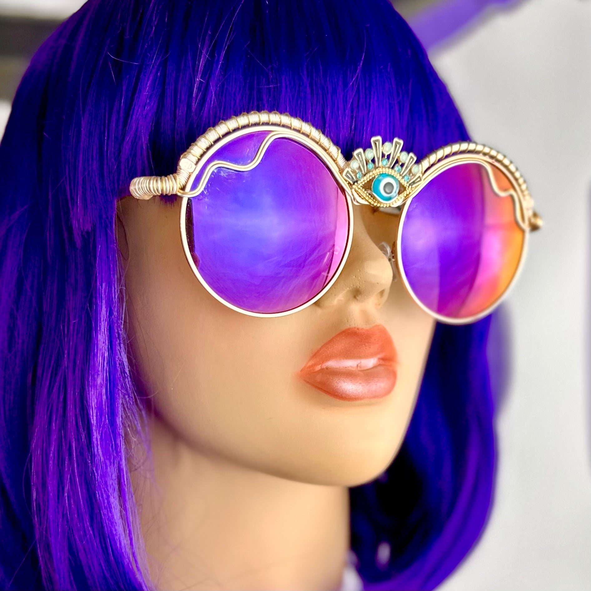 Purple Wire Wrapped Sunglasses – Rave Fashion Goddess display picture 1