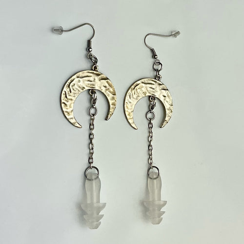 Silver Moon Earplug Earrings