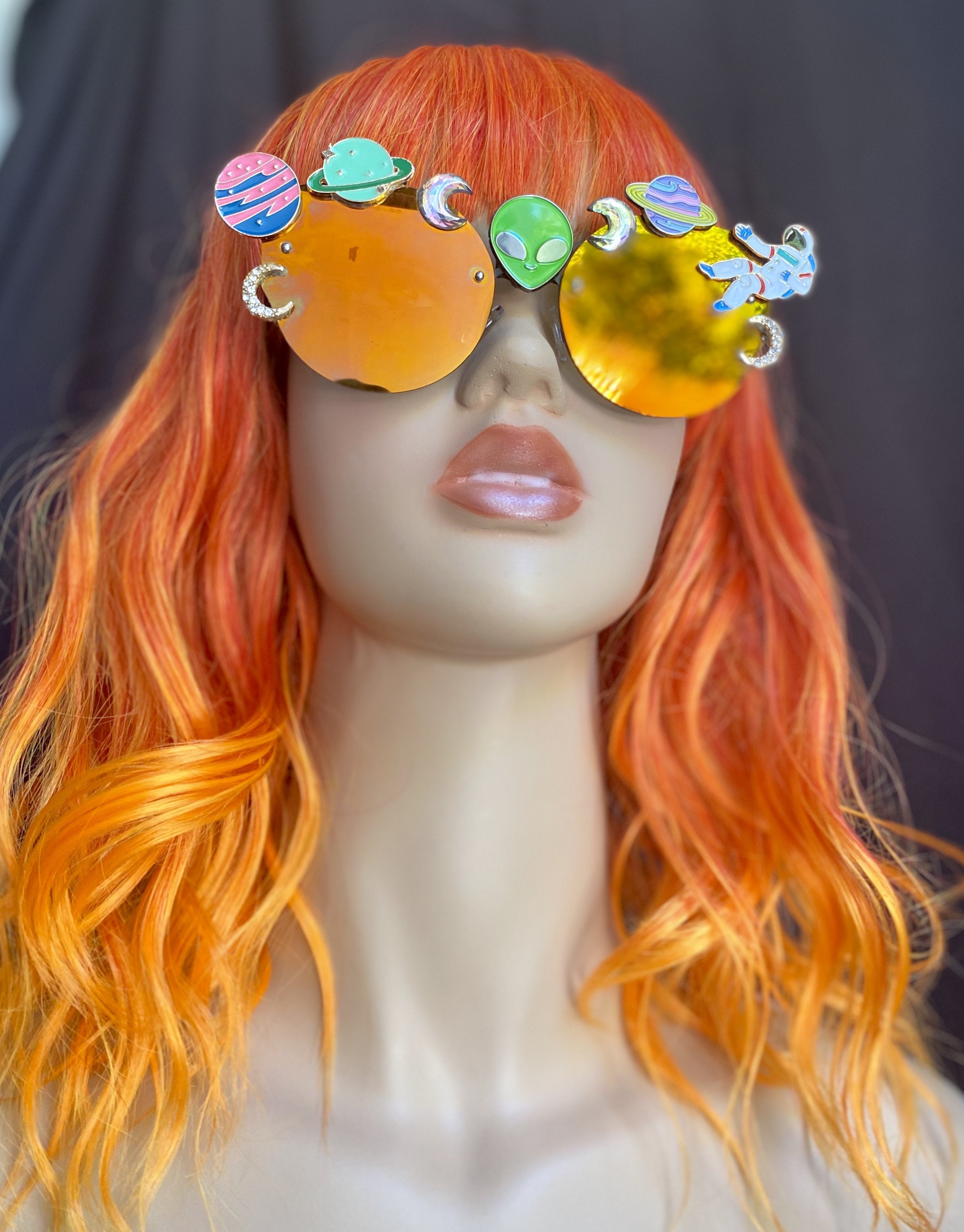 Cosmic Swirl Sunglasses by Drip Creations Surge - Irregular Cat Eye Rhinestone Drip Women main image 3
