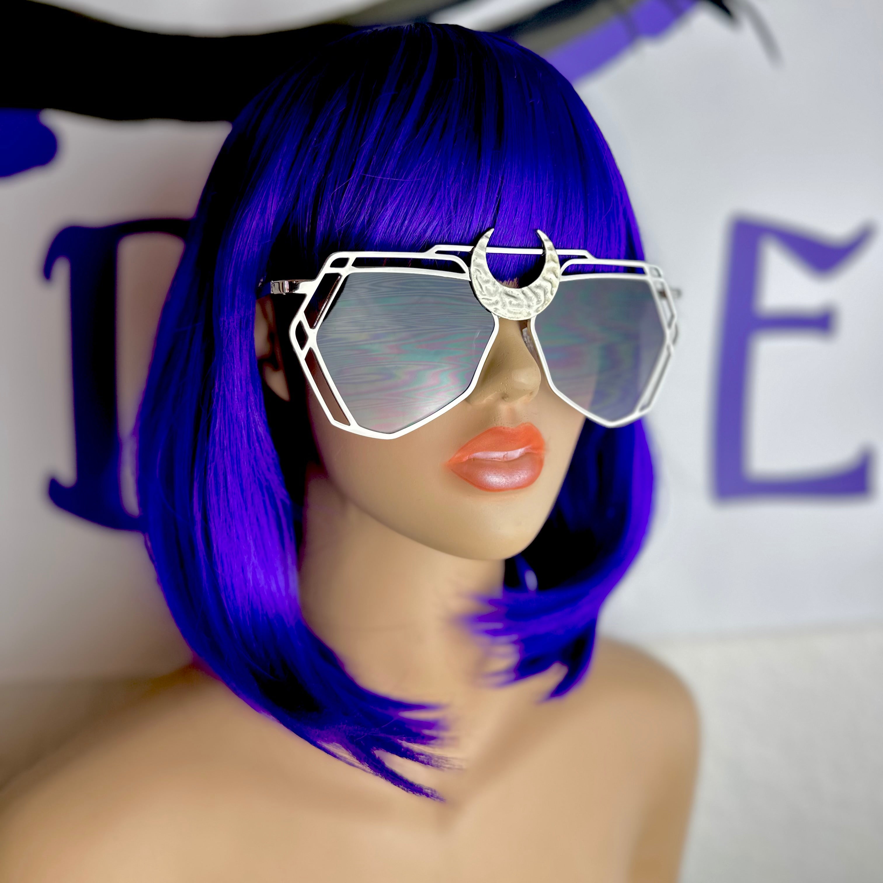 Black gold moon ? star ⭐️ sunglasses round circle big oversized goth club rave Goth Sunglasses - Etsy main image 4