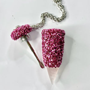 Dark Pink Stash Necklace With Spoon
