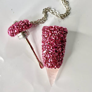 Dark Pink Stash Necklace With Spoon