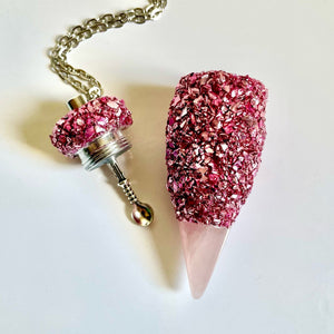 Dark Pink Stash Necklace With Spoon