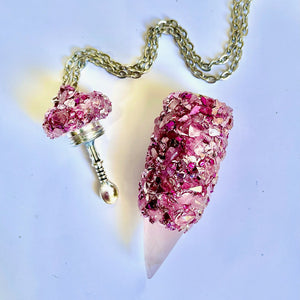 Dark Pink Stash Necklace With Spoon