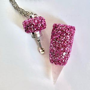 Dark Pink Stash Necklace With Spoon
