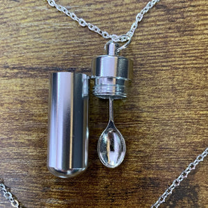 Silver Snuff Necklace With Spoon