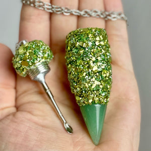 Snuff Spoon - Gold and Green