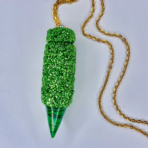 Snuff Vial With Spoon - Dark Green