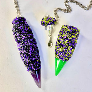 Spoon Necklace - Green Blue and Purple