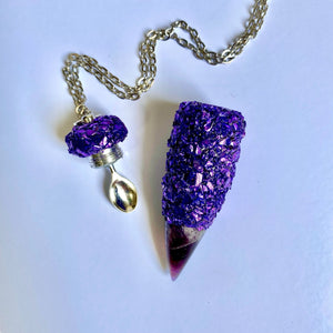 Spoon Necklace - Light and Dark Purple Crystals