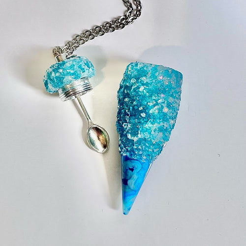 Spoon Pendant Necklace Teal