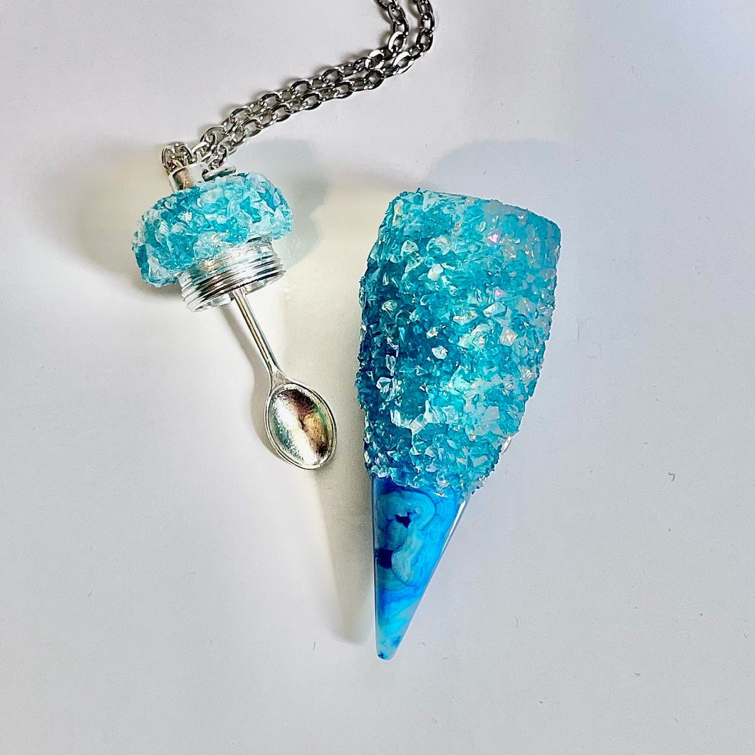 Spoon Pendant Necklace Teal