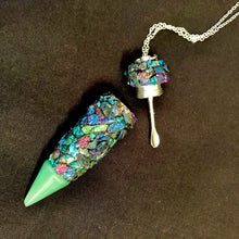 Spoon Pendant - Peacock Rainbow Stones