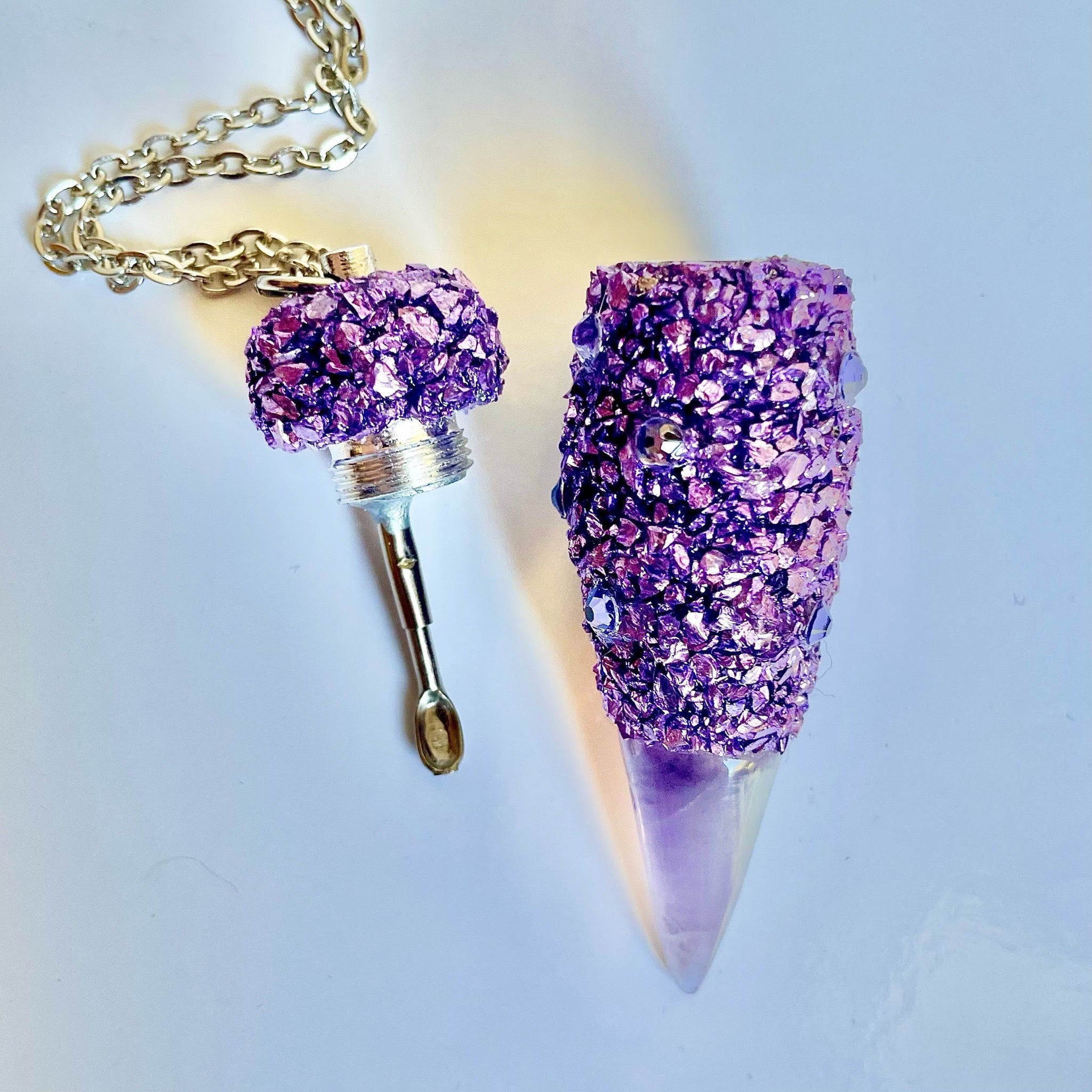Stash Necklace With Spoon - Blue Pink Purple – Rave Fashion Goddess