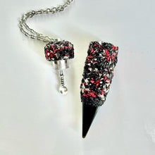 Stash Necklace With Spoon - Black Red and Silver