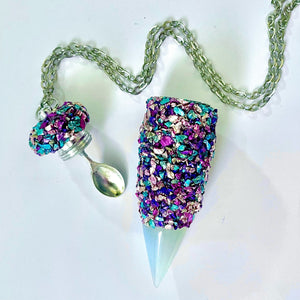 Stash Necklace With Spoon - Blue Pink Purple