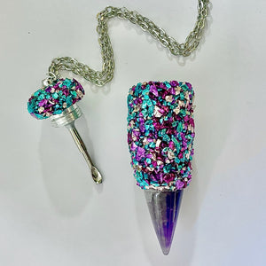 Stash Necklace With Spoon - Blue Pink Purple