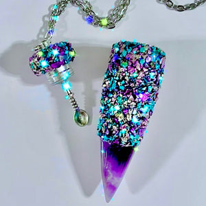 Stash Necklace With Spoon - Blue Pink Purple