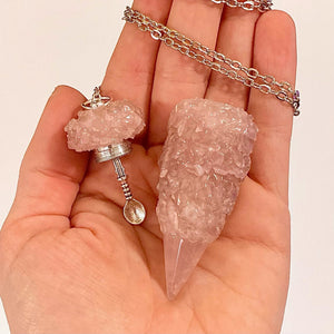 Stash Necklace With Spoon - Pink Quartz