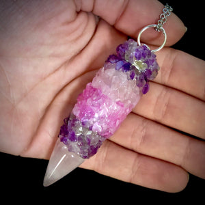 Stash Necklace With Spoon - Pink Quartz