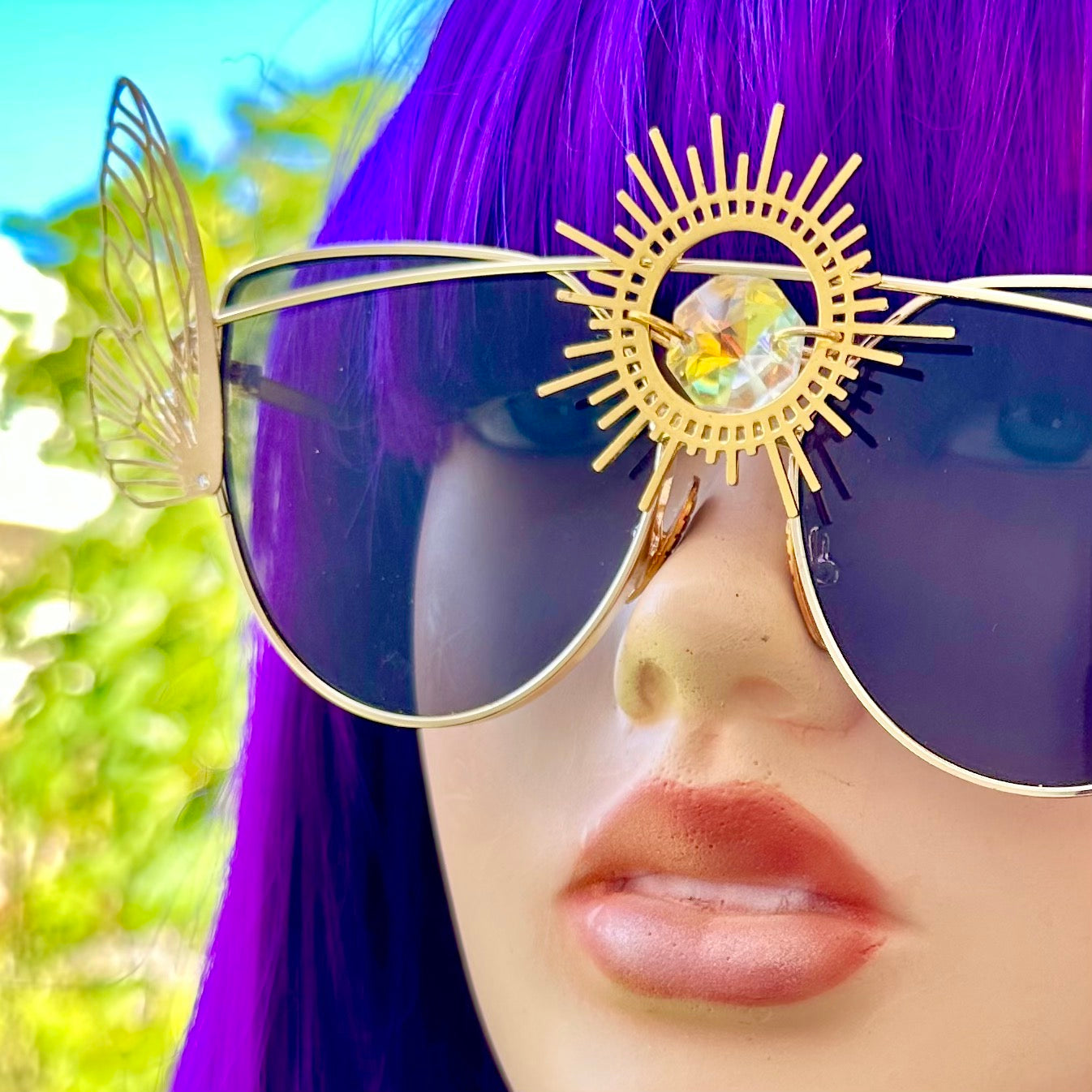 Crystal sunnies Crystal Lens Sunglasses – Rave Fashion Goddess main image 3