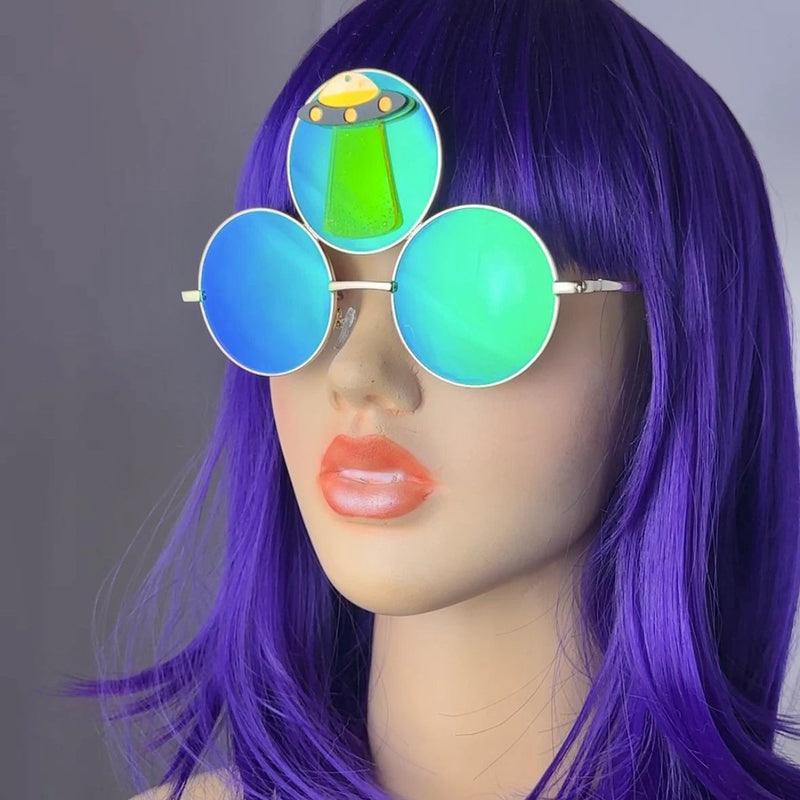 Oversized UFO Galaxy Sunglasses by Drip Creations Celestial Sunglasses Witch Sunglasses Festival Glasses  main image 4