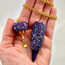 Vial With Spoon Necklace In Purple and Black