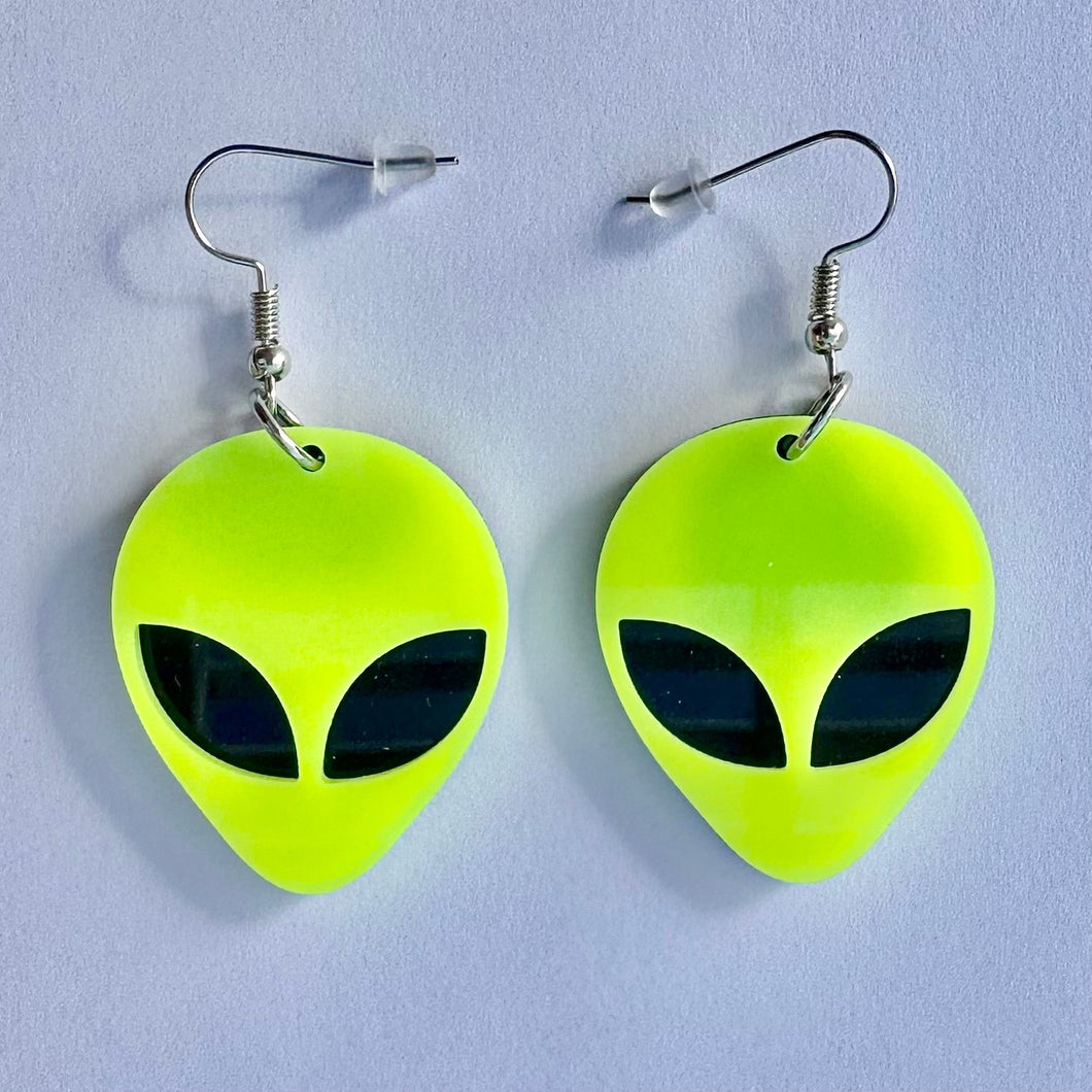 Yellow Alien Earrings
