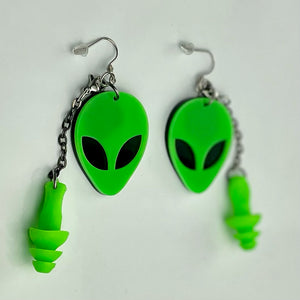 Green Alien Earplug Earrings