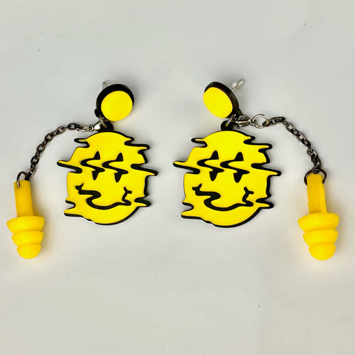 Psychedelic Smiley Earplug Earrings