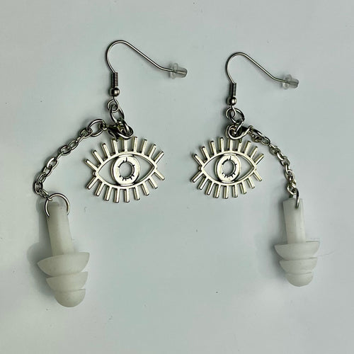 Silver Eye Earplug Earrings