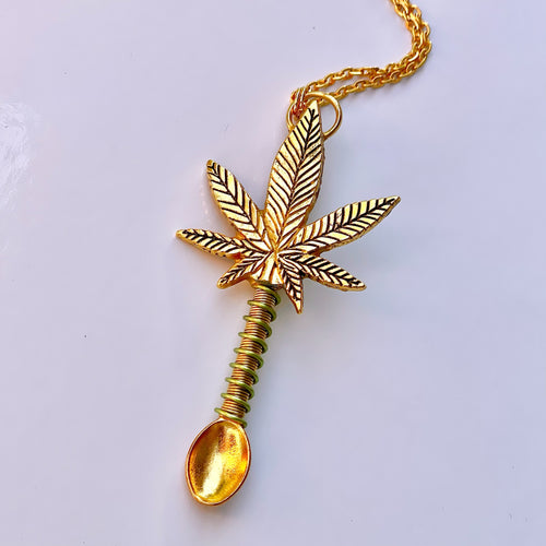 Weed Spoon Pendant Necklace