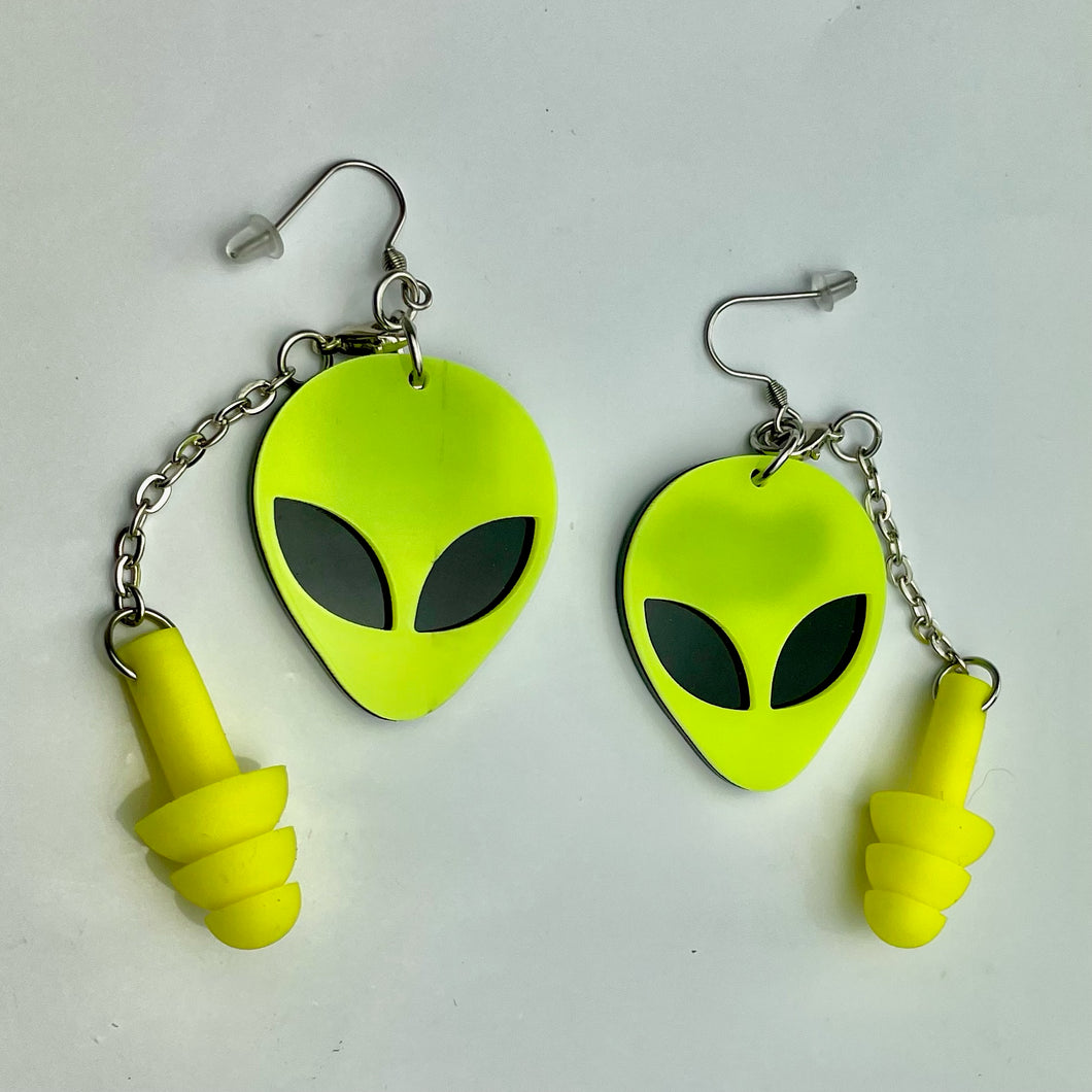 Yellow Alien Earplug Earrings