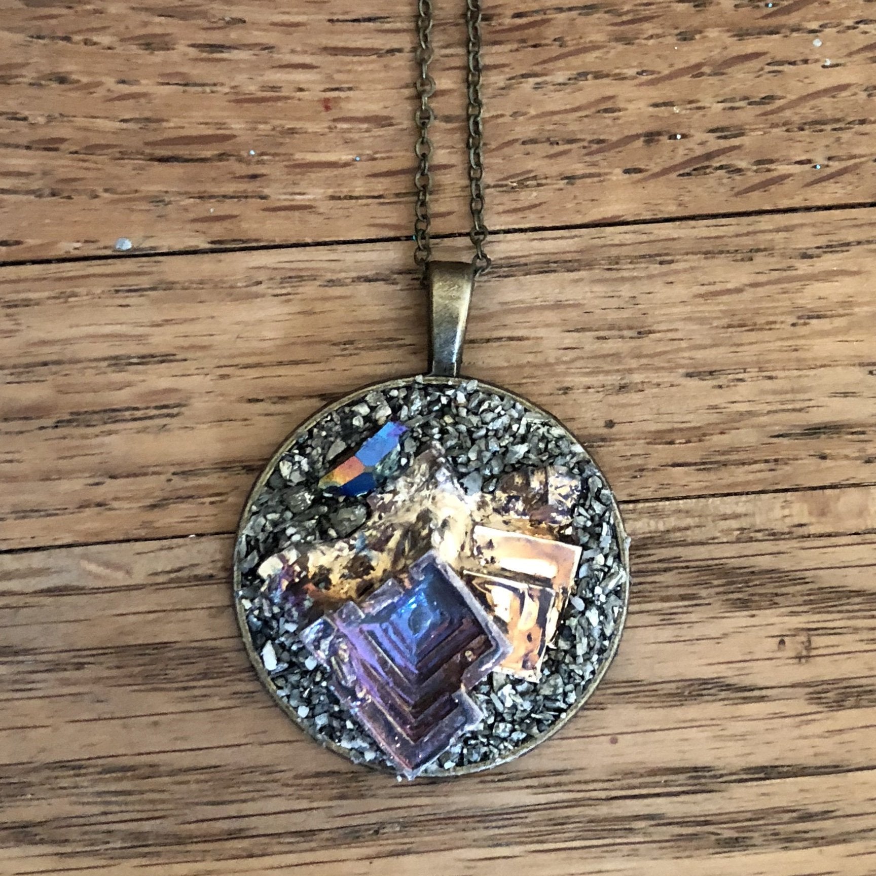 Bismuth crystal necklace hotsell