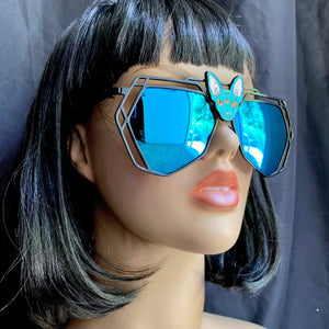 Blue Mirror Sunglasses-Rave Fashion Goddess