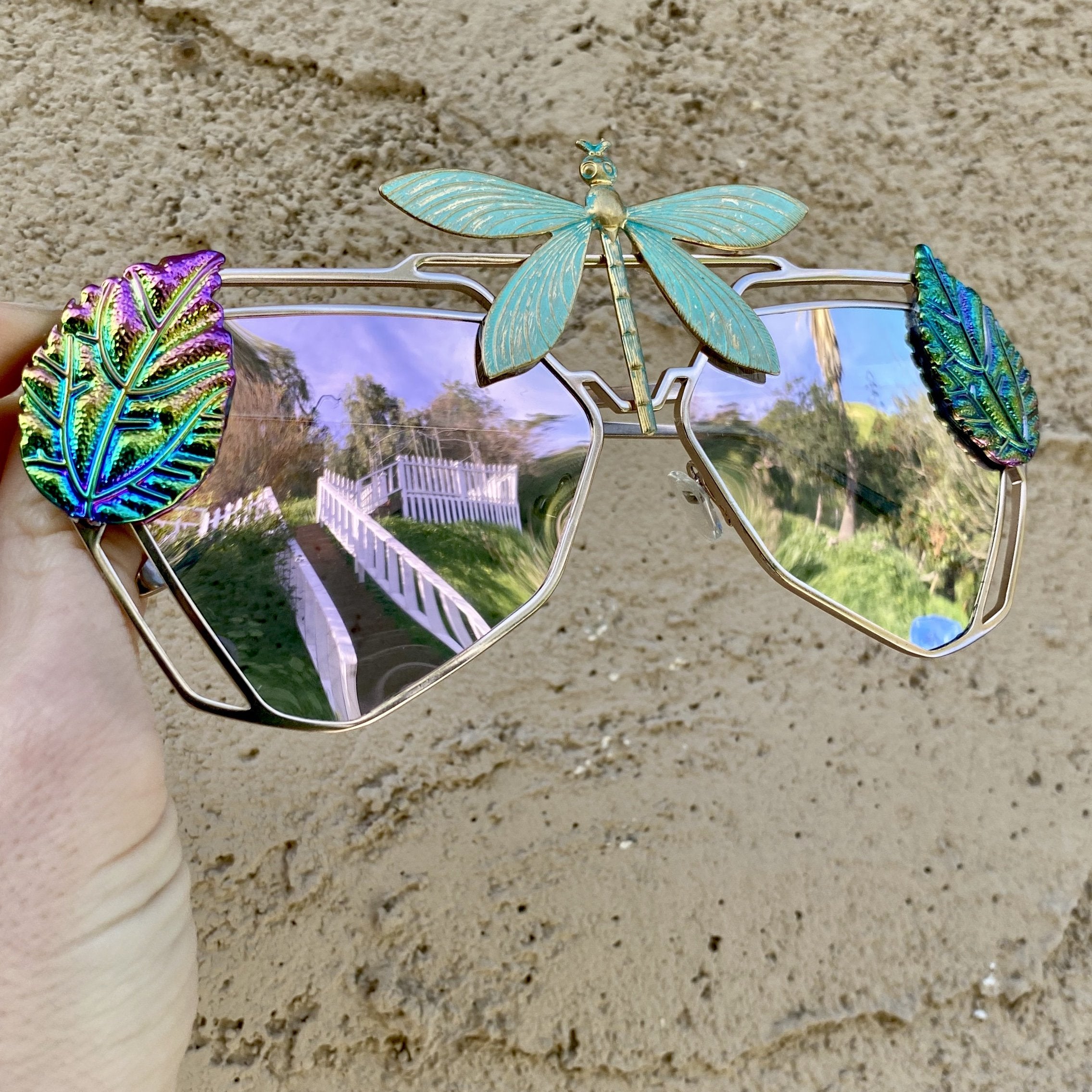 Dragonfly Wings Purplish Sunglasses Butterfly Sunglasses Rimless Dragonfly Wing... | Depop main image 4