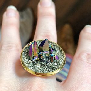 Gemstone Cluster Ring-Rave Fashion Goddess