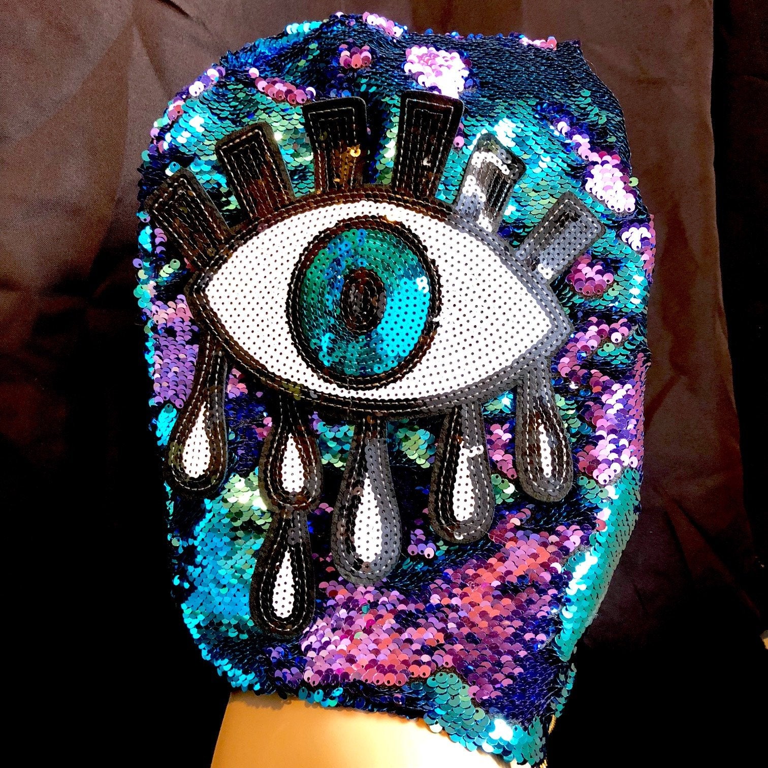 NWOT Multicolored Rave Hood with Chain Festival Hood With Chain - Etsy main image 2